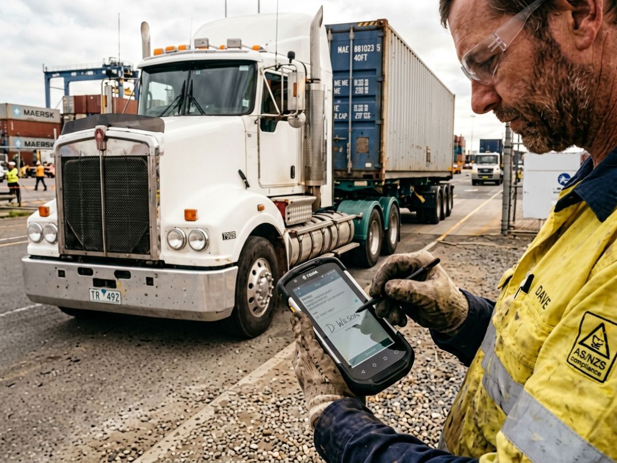 Container driver capturing POD beside a skel trailer