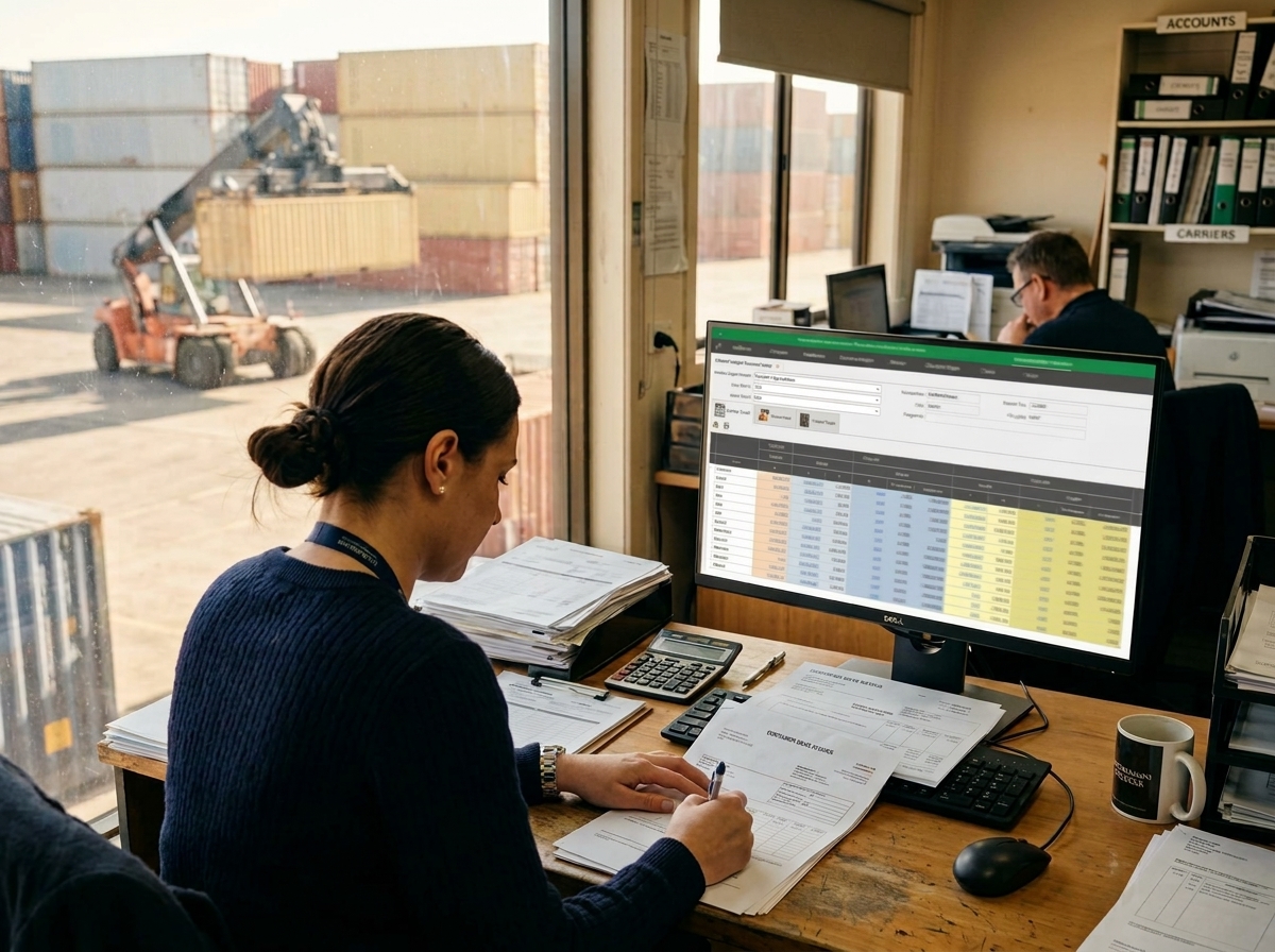 Container move and subcontractor cartage billed on screen