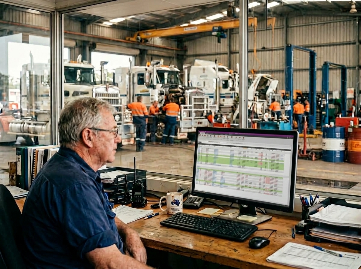 Fleet manager reviewing per-asset cost and utilisation dashboards