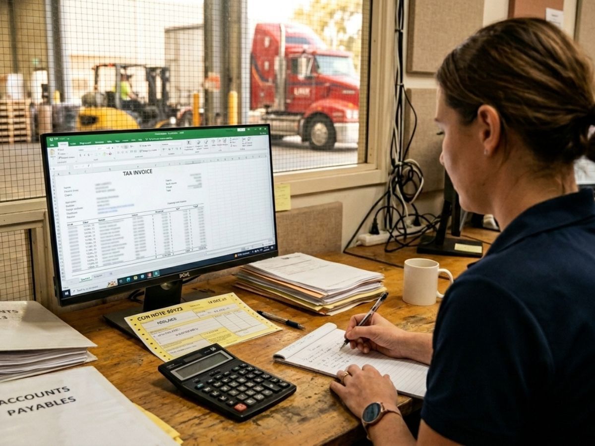 Freight invoice generated from a consignment on screen