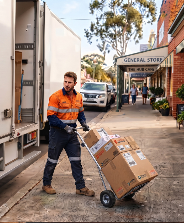 Local delivery worker carrying packages
