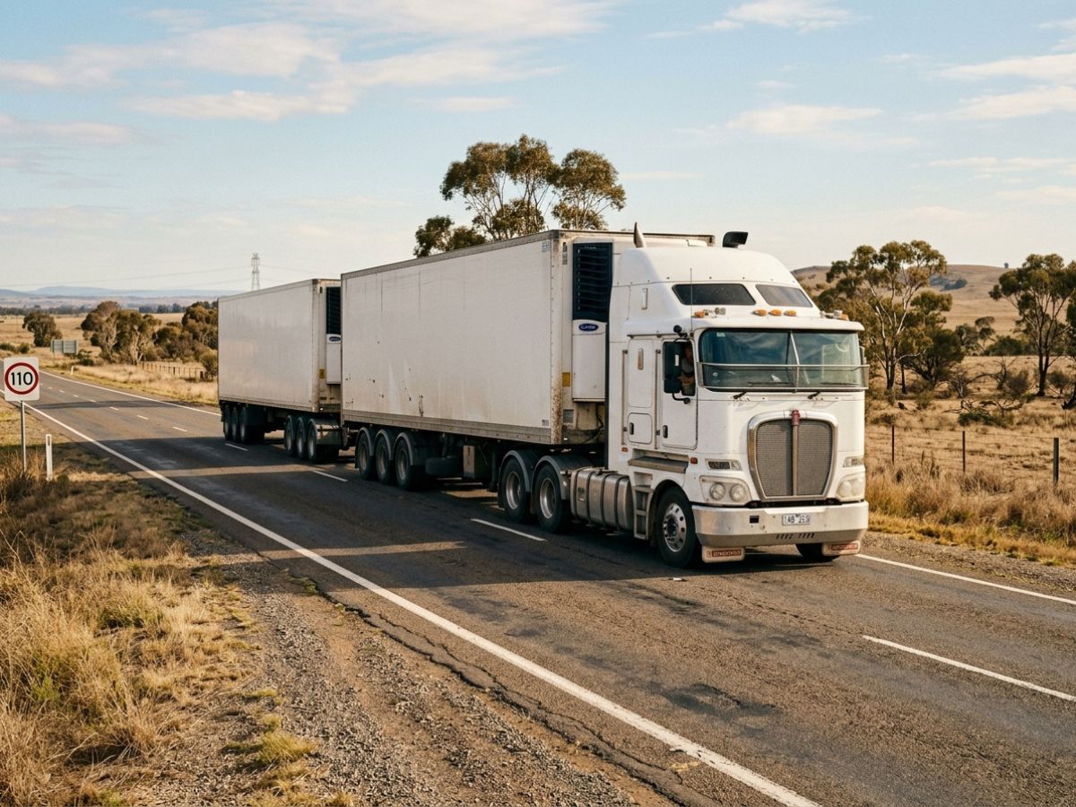 Refrigerated B-double on an Australian highway